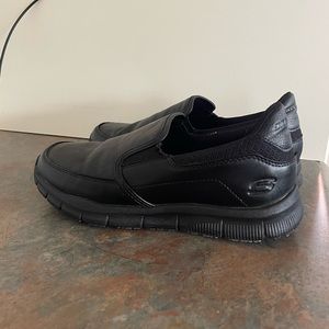 SKECHERS | Slip resistant Black Leather Shoes